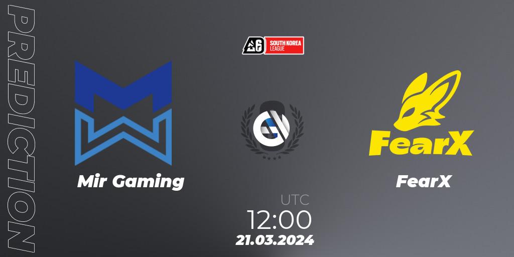 Pronósticos Mir Gaming - FearX. 21.03.24. South Korea League 2024 - Stage 1 - Rainbow Six