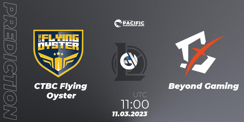 Pronósticos CTBC Flying Oyster - Beyond Gaming. 11.03.2023 at 11:00. PCS Spring 2023 - Group Stage - LoL