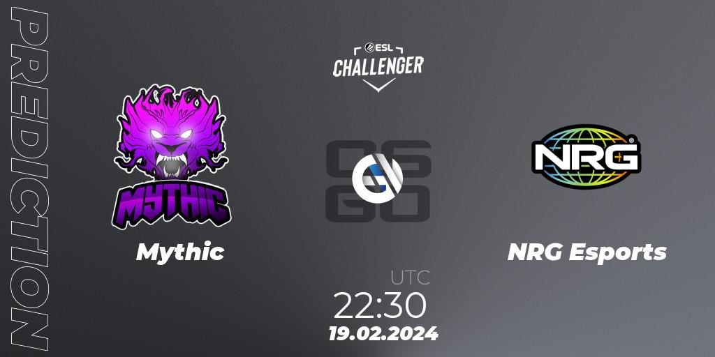 Pronósticos Mythic - NRG Esports. 19.02.2024 at 22:30. ESL Challenger #56: North American Closed Qualifier - Counter-Strike (CS2)