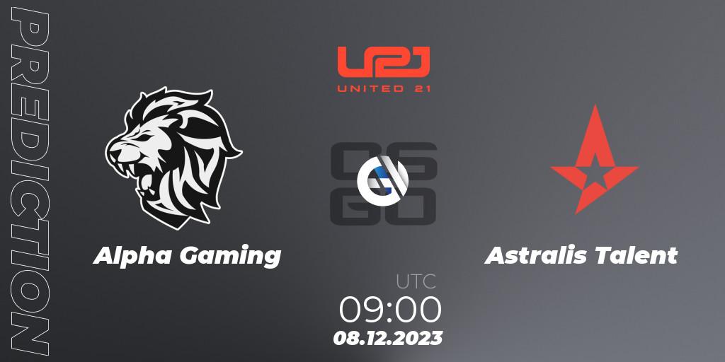 Pronósticos Alpha Gaming - Astralis Talent. 08.12.23. United21 Season 9 - CS2 (CS:GO)