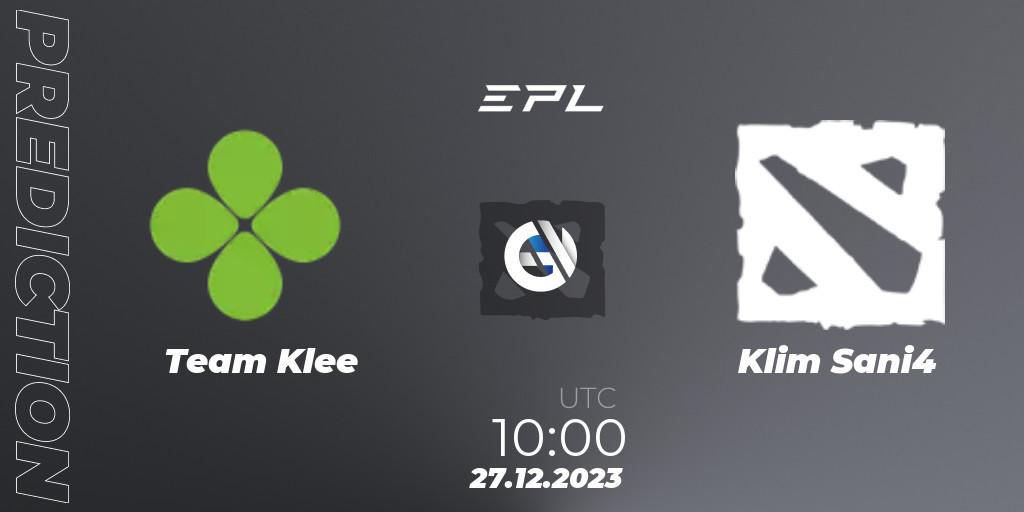 Pronósticos Team Klee - Klim Sani4. 27.12.23. European Pro League Season 15 - Dota 2