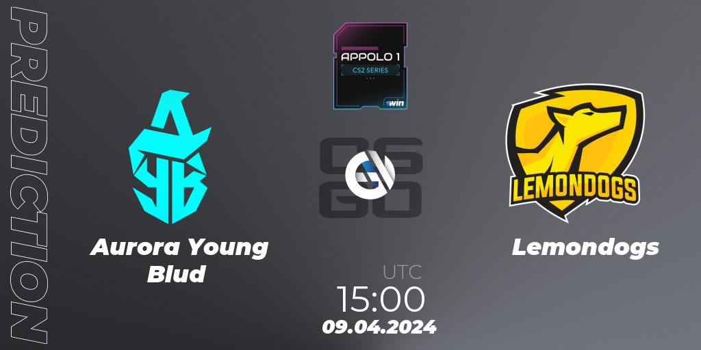 Pronósticos Aurora Young Blud - Lemondogs. 09.04.2024 at 15:30. Appolo1 Series: Phase 1 - Counter-Strike (CS2)
