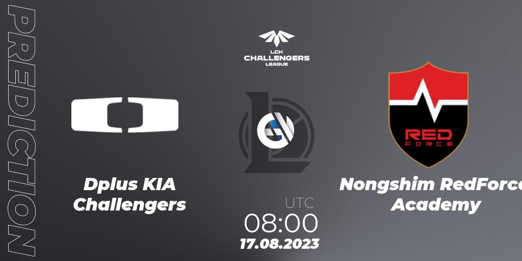 Pronósticos Dplus KIA Challengers - Nongshim RedForce Academy. 17.08.2023 at 08:00. LCK Challengers League 2023 Summer - Playoffs - LoL