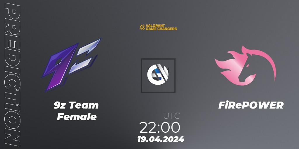 Pronósticos 9z Team Female - FiRePOWER. 19.04.2024 at 22:00. VCT 2024: Game Changers LAS - Opening - VALORANT