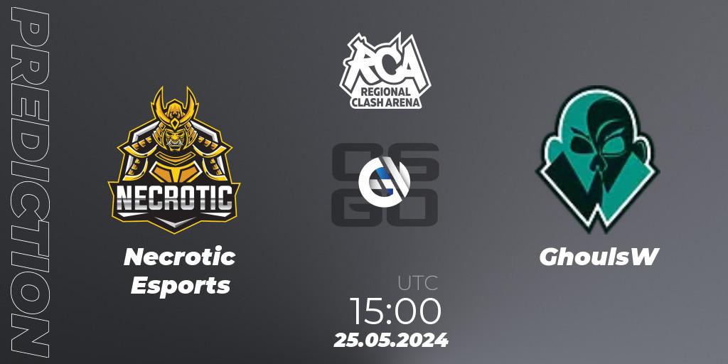 Pronósticos Necrotic Esports - GhoulsW. 25.05.2024 at 15:00. Regional Clash Arena Europe: Closed Qualifier - Counter-Strike (CS2)