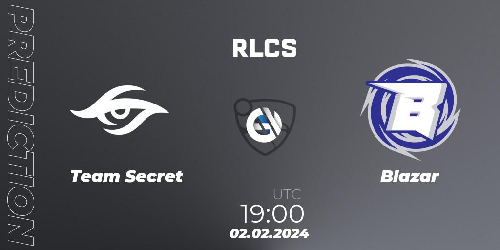 Pronósticos Team Secret - Blazar. 02.02.24. RLCS 2024 - Major 1: SAM Open Qualifier 1 - Rocket League