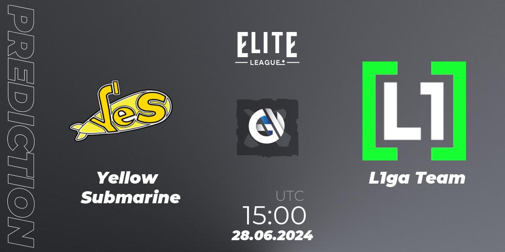 Pronósticos Yellow Submarine - L1ga Team. 28.06.2024 at 14:00. Elite League Season 2: Eastern Europe Closed Qualifier - Dota 2
