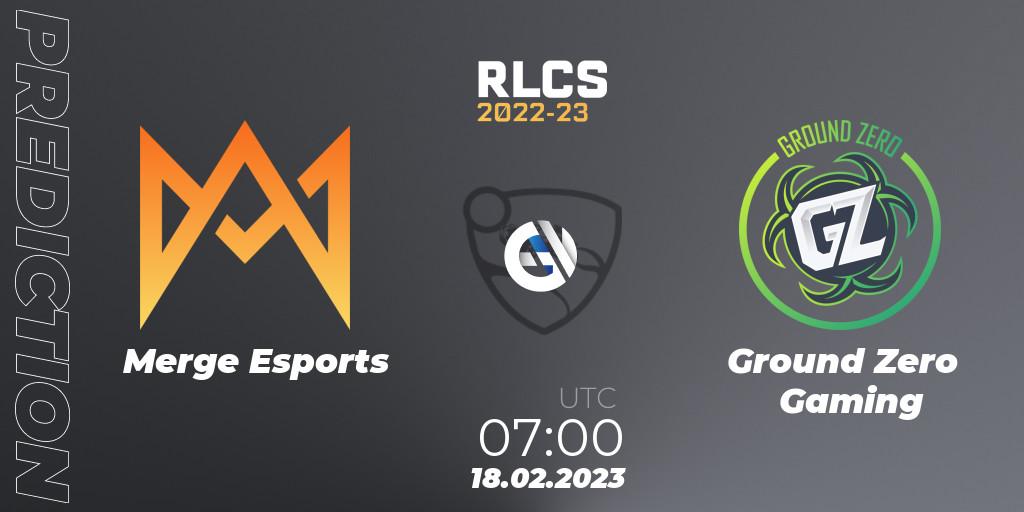 Pronósticos Merge Esports - Ground Zero Gaming. 18.02.2023 at 07:00. RLCS 2022-23 - Winter: Oceania Regional 2 - Winter Cup - Rocket League