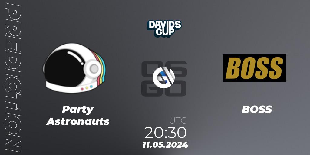 Pronósticos Party Astronauts - BOSS. 11.05.2024 at 20:30. David's Cup 2024 - Counter-Strike (CS2)