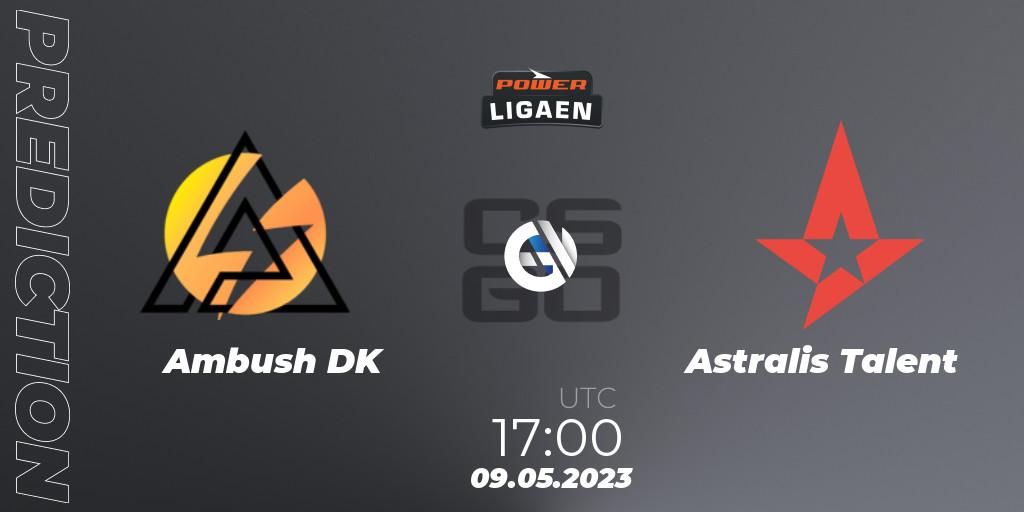 Pronósticos Ambush - Astralis Talent. 09.05.2023 at 17:00. Dust2.dk Ligaen Season 23 - Counter-Strike (CS2)
