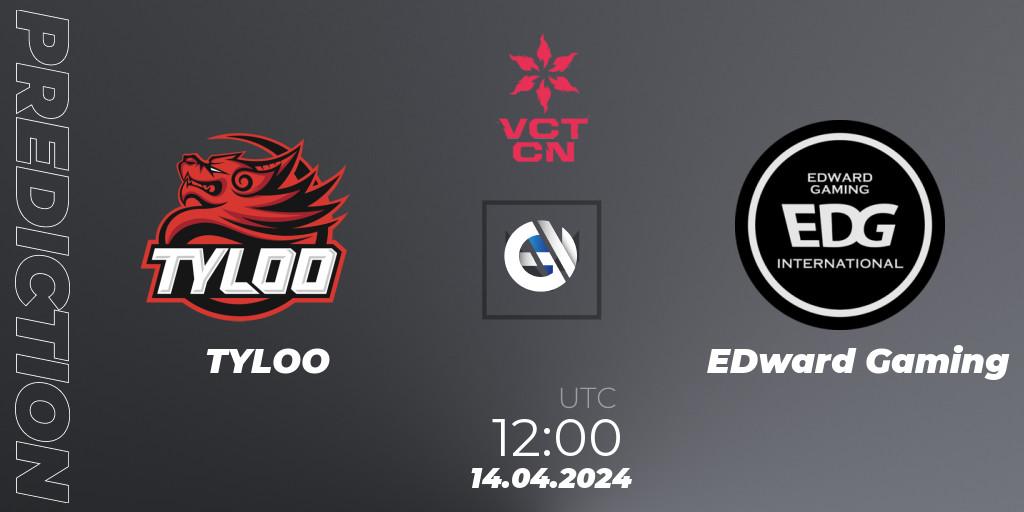 Pronósticos TYLOO - EDward Gaming. 14.04.24. VALORANT Champions Tour China 2024: Stage 1 - Group Stage - VALORANT
