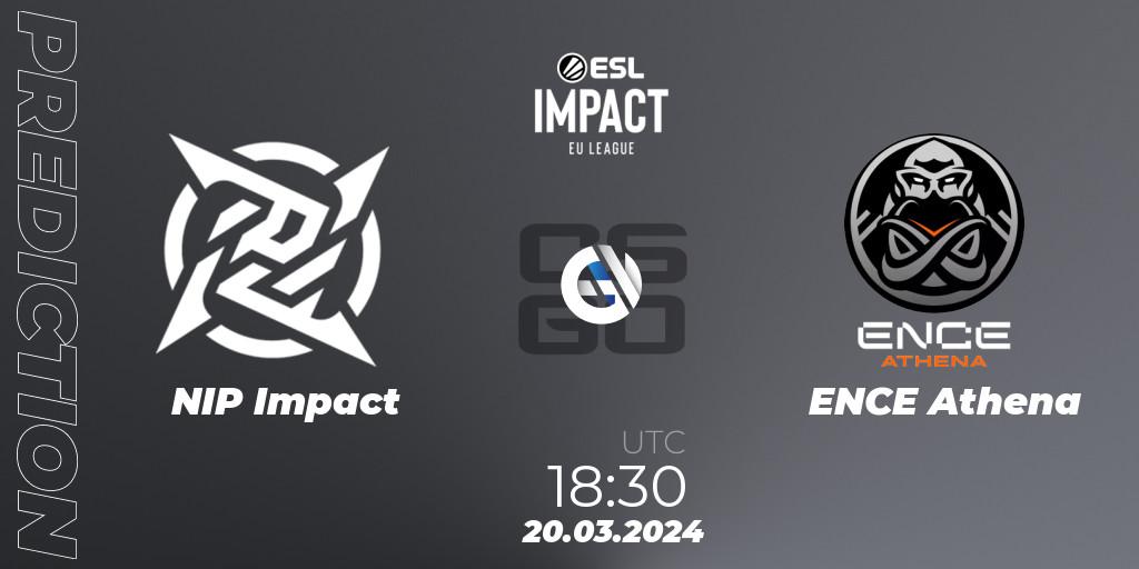 Pronósticos NIP Impact - ENCE Athena. 20.03.2024 at 18:30. ESL Impact League Season 5: Europe - Counter-Strike (CS2)