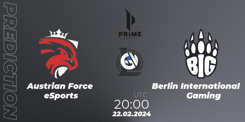 Pronósticos Austrian Force eSports - Berlin International Gaming. 24.01.24. Prime League Spring 2024 - Group Stage - LoL