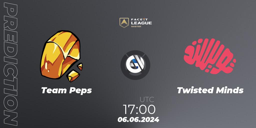 Pronósticos Team Peps - Twisted Minds. 06.06.2024 at 17:00. FACEIT League Season 1 - EMEA Master Road to EWC - Overwatch