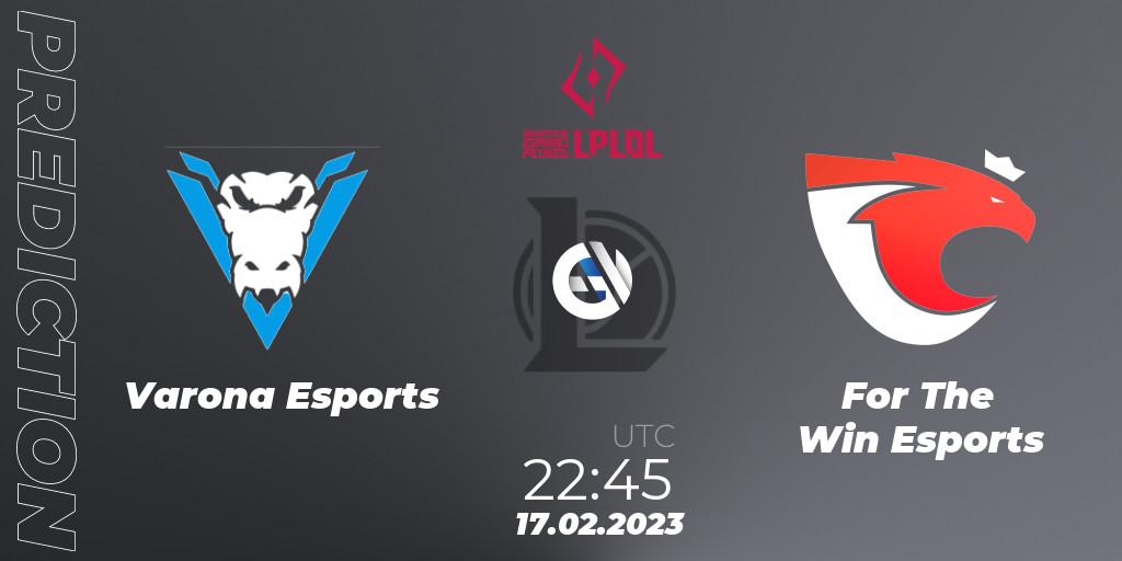 Pronósticos Varona Esports - For The Win Esports. 17.02.2023 at 22:45. LPLOL Split 1 2023 - Group Stage - LoL