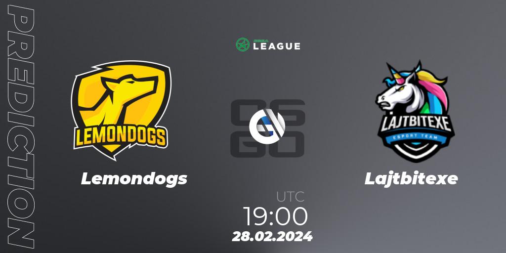Pronósticos Lemondogs - Lajtbitexe. 28.02.2024 at 19:00. ESEA Season 48: Advanced Division - Europe - Counter-Strike (CS2)