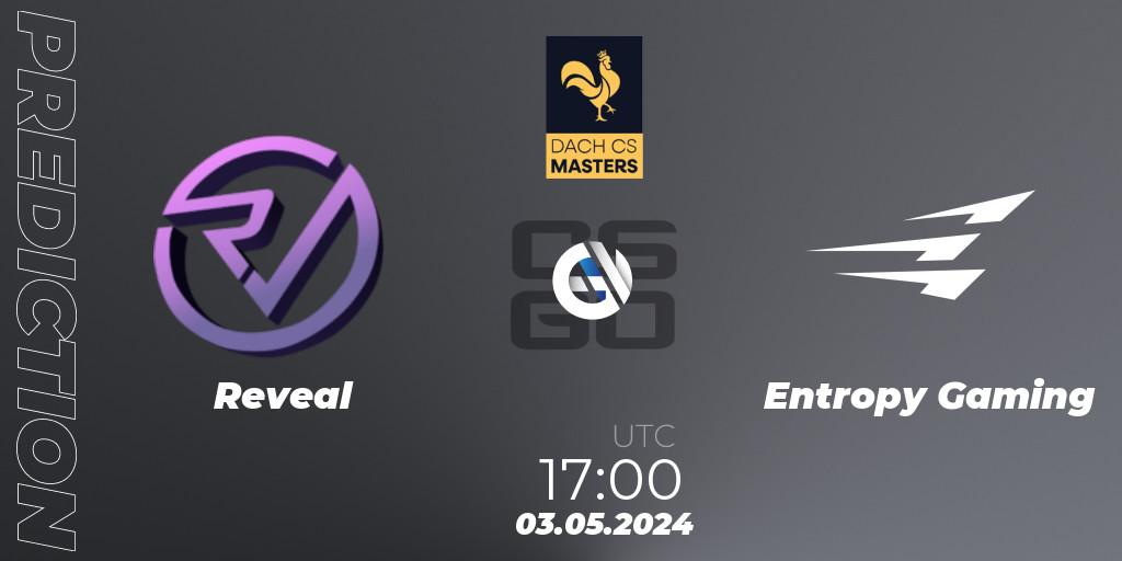 Pronósticos Reveal - Entropy Gaming. 05.05.2024 at 18:30. DACH CS Masters Season 1: Division 2 - Counter-Strike (CS2)