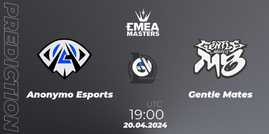 Pronósticos Anonymo Esports - Gentle Mates. 20.04.24. EMEA Masters Spring 2024 - Group Stage - LoL