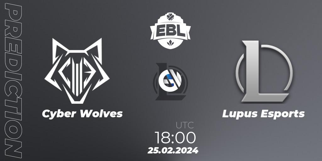Pronósticos Cyber Wolves - Lupus Esports. 25.02.24. Esports Balkan League Season 14 - LoL
