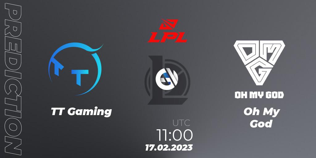 Pronósticos TT Gaming - Oh My God. 17.02.2023 at 11:20. LPL Spring 2023 - Group Stage - LoL