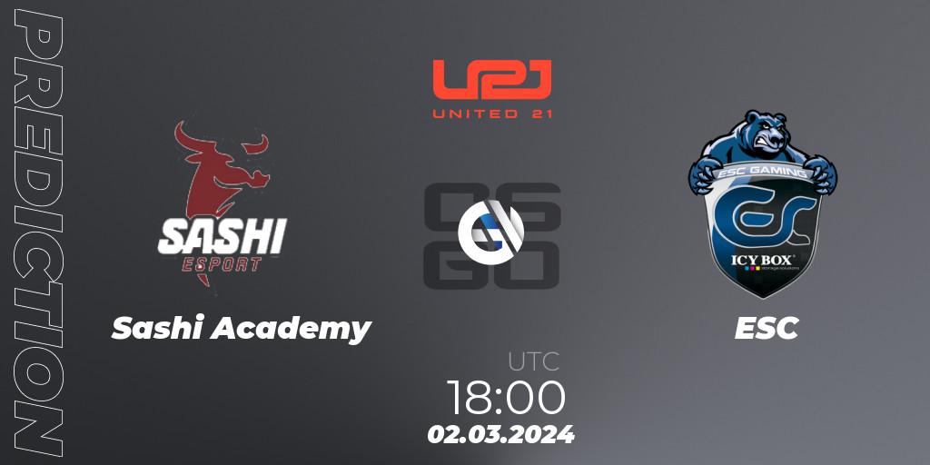 Pronósticos Sashi Academy - ESC. 02.03.24. United21 Season 11: Division 2 - CS2 (CS:GO)