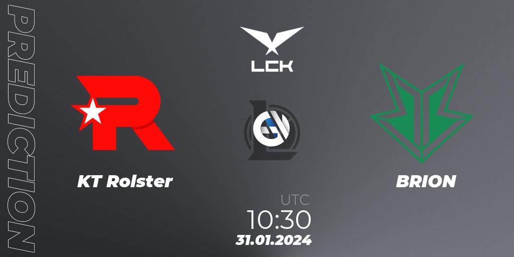 Pronósticos KT Rolster - BRION. 31.01.2024 at 10:30. LCK Spring 2024 - Group Stage - LoL