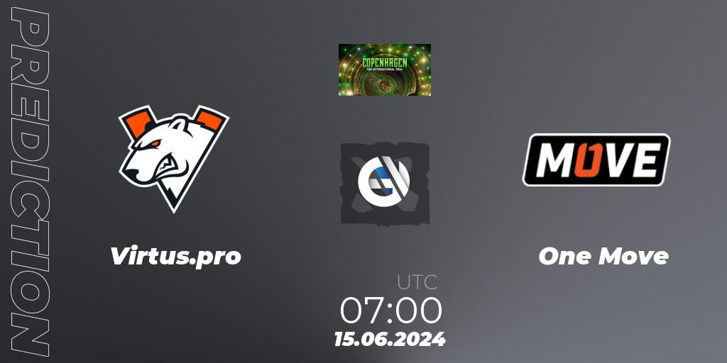 Pronósticos Virtus.pro - One Move. 15.06.2024 at 07:20. The International 2024: Eastern Europe Closed Qualifier - Dota 2