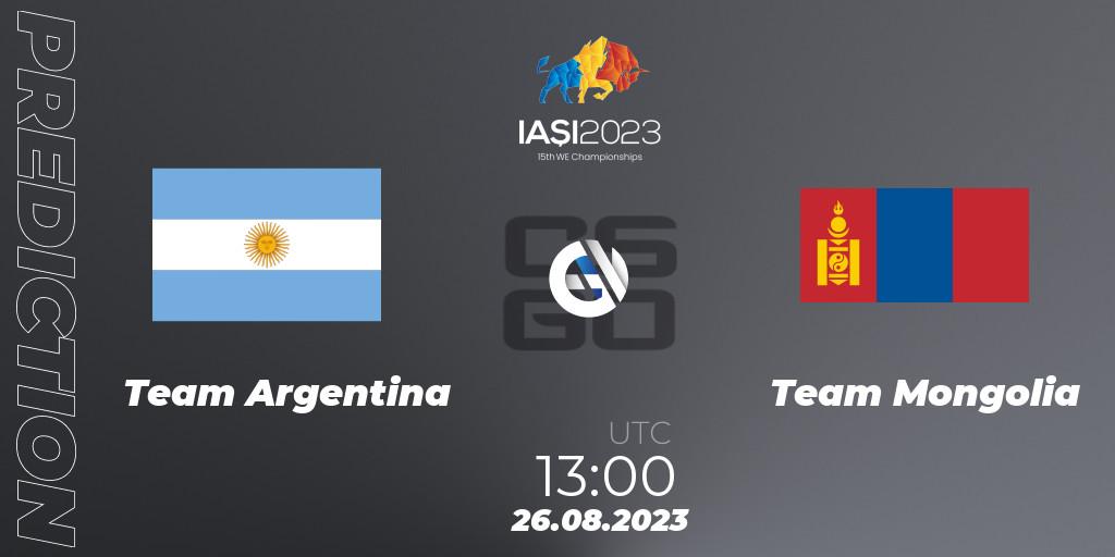 Pronósticos Team Argentina - Team Mongolia. 26.08.23. IESF World Esports Championship 2023 - CS2 (CS:GO)