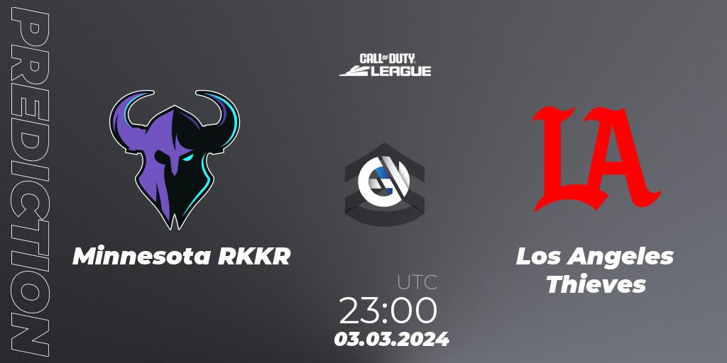 Pronósticos Minnesota RØKKR - Los Angeles Thieves. 03.03.2024 at 23:00. Call of Duty League 2024: Stage 2 Major Qualifiers - Call of Duty