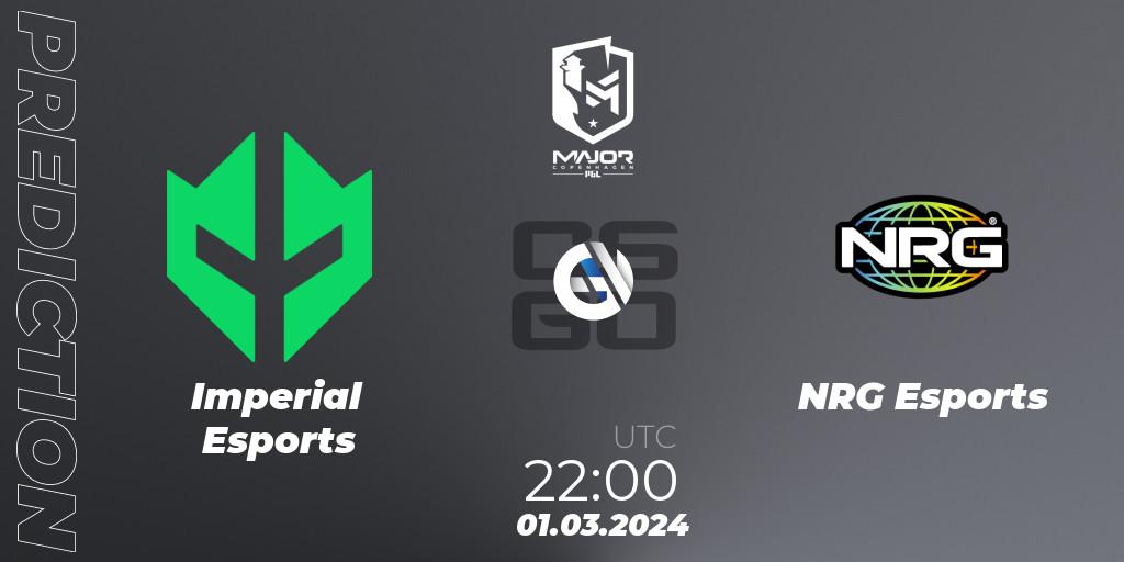 Pronósticos Imperial Esports - NRG Esports. 01.03.2024 at 21:45. PGL CS2 Major Copenhagen 2024 Americas RMR - Counter-Strike (CS2)