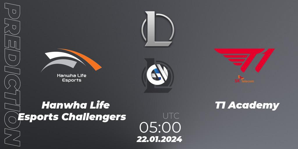Pronósticos Hanwha Life Esports Challengers - T1 Academy. 22.01.2024 at 05:00. LCK Challengers League 2024 Spring - Group Stage - LoL