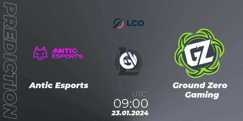 Pronósticos Antic Esports - Ground Zero Gaming. 23.01.2024 at 09:00. LCO Split 1 2024 - Group Stage - LoL