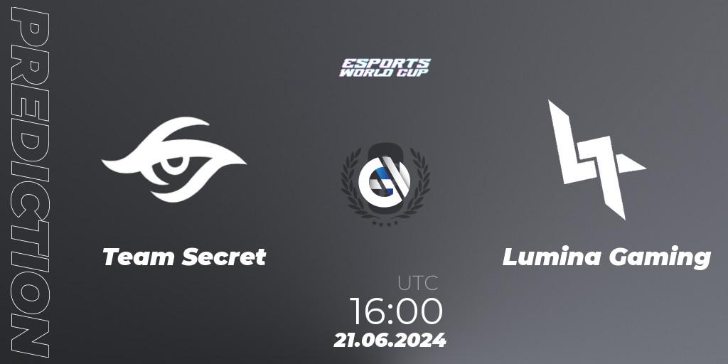 Pronósticos Team Secret - Lumina Gaming. 21.06.2024 at 16:00. Esports World Cup 2024: Europe OQ - Rainbow Six