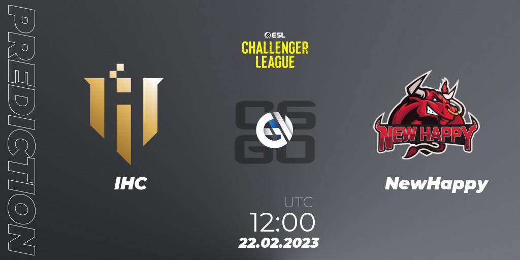 Pronósticos IHC - NewHappy. 22.02.2023 at 12:00. ESL Challenger League Season 44: Asia-Pacific - Counter-Strike (CS2)