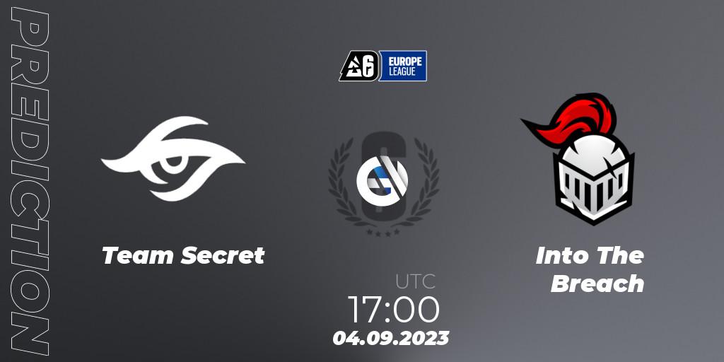 Pronósticos Team Secret - Into The Breach. 04.09.2023 at 17:00. Europe League 2023 - Stage 2 - Rainbow Six