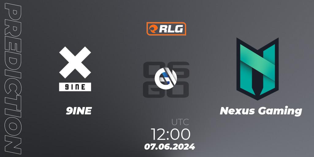 Pronósticos 9INE - Nexus Gaming. 07.06.2024 at 12:00. RES European Series #5 - Counter-Strike (CS2)