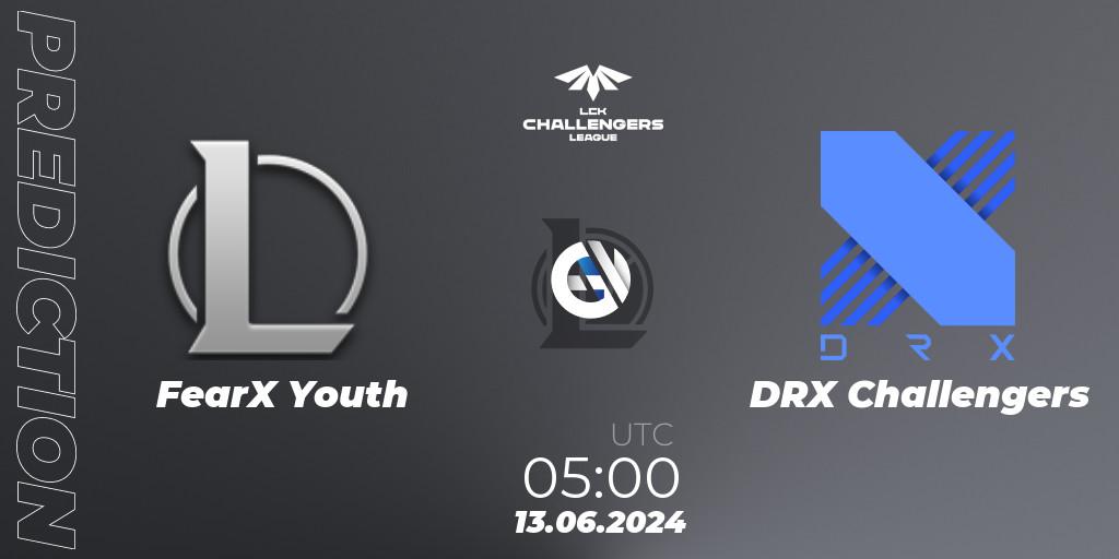 Pronósticos FearX Youth - DRX Challengers. 13.06.2024 at 05:00. LCK Challengers League 2024 Summer - Group Stage - LoL