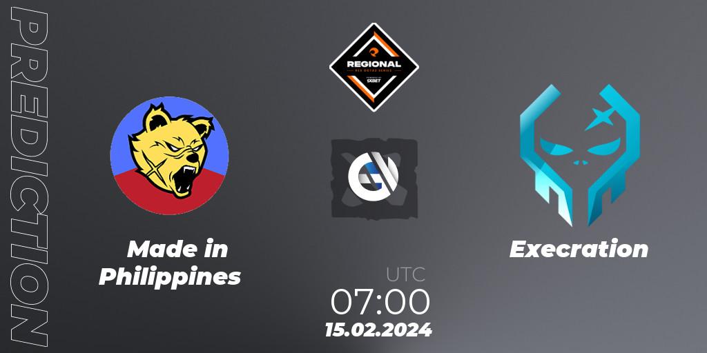Pronósticos Made in Philippines - Execration. 15.02.24. RES Regional Series: SEA #1 - Dota 2