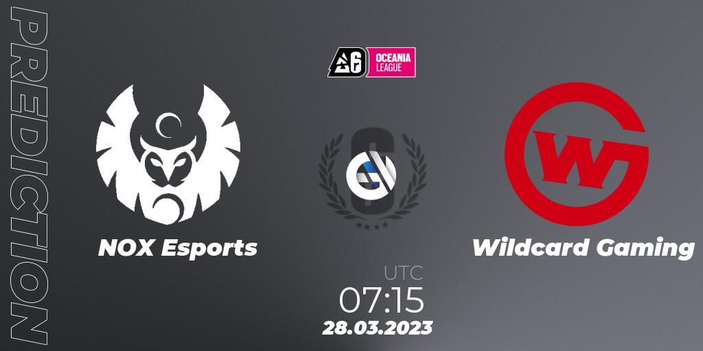 Pronósticos NOX Esports - Wildcard Gaming. 28.03.23. Oceania League 2023 - Stage 1 - Rainbow Six