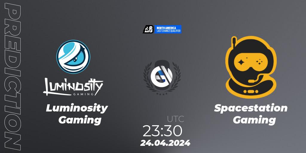 Pronósticos Luminosity Gaming - Spacestation Gaming. 24.04.24. North America League 2024 - Stage 1: Last Chance Qualifier - Rainbow Six