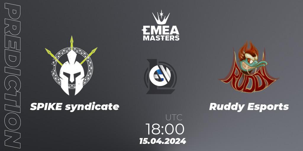 Pronósticos SPIKE syndicate - Ruddy Esports. 15.04.24. EMEA Masters Spring 2024 - Play-In - LoL