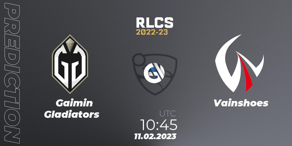 Pronósticos Gaimin Gladiators - Vainshoes. 11.02.2023 at 10:45. RLCS 2022-23 - Winter: Asia-Pacific Regional 2 - Winter Cup - Rocket League
