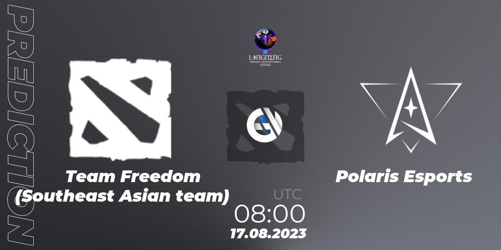 Pronósticos Team Freedom (Southeast Asian team) - Polaris Esports. 22.08.2023 at 08:00. LingNeng Trendy Invitational - Dota 2