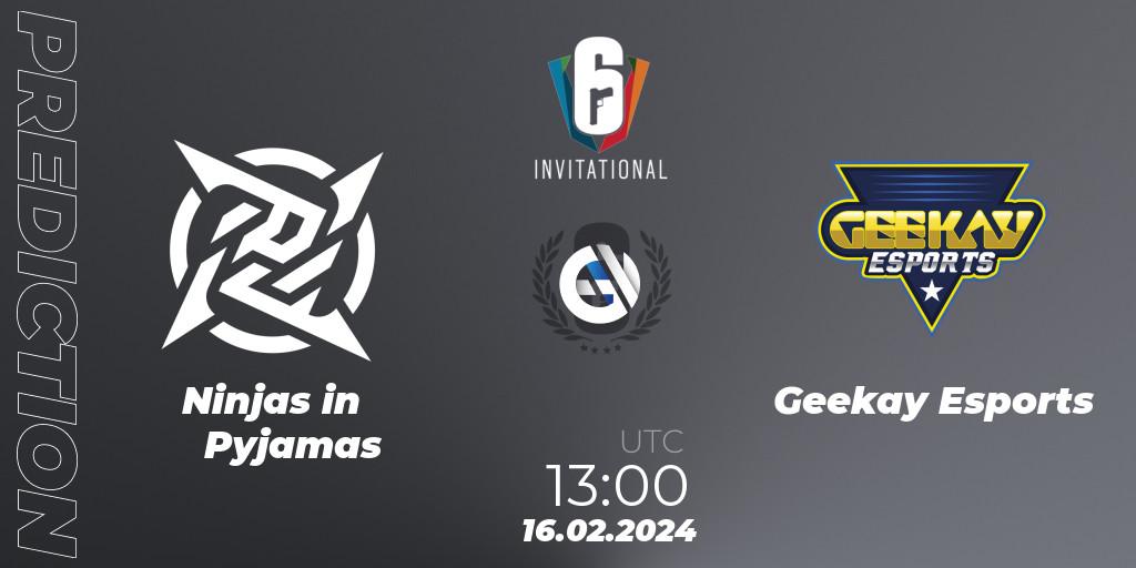 Pronósticos Ninjas in Pyjamas - Geekay Esports. 16.02.24. Six Invitational 2024 - Group Stage - Rainbow Six