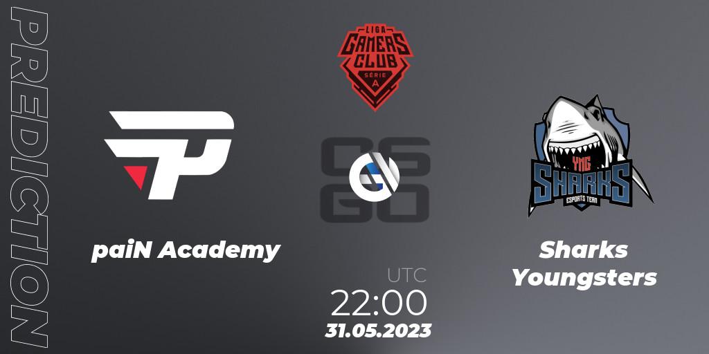 Pronósticos paiN Academy - Sharks Youngsters. 31.05.2023 at 22:00. Gamers Club Liga Série A: May 2023 - Counter-Strike (CS2)