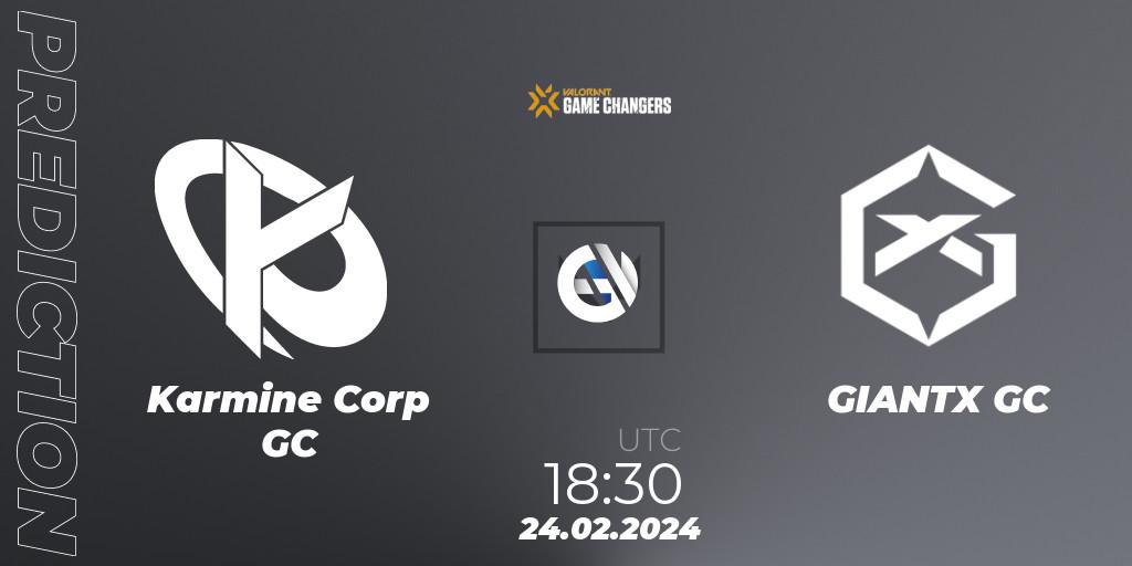 Pronósticos Karmine Corp GC - GIANTX GC. 24.02.2024 at 18:00. VCT 2024: Game Changers EMEA Stage 1 - VALORANT