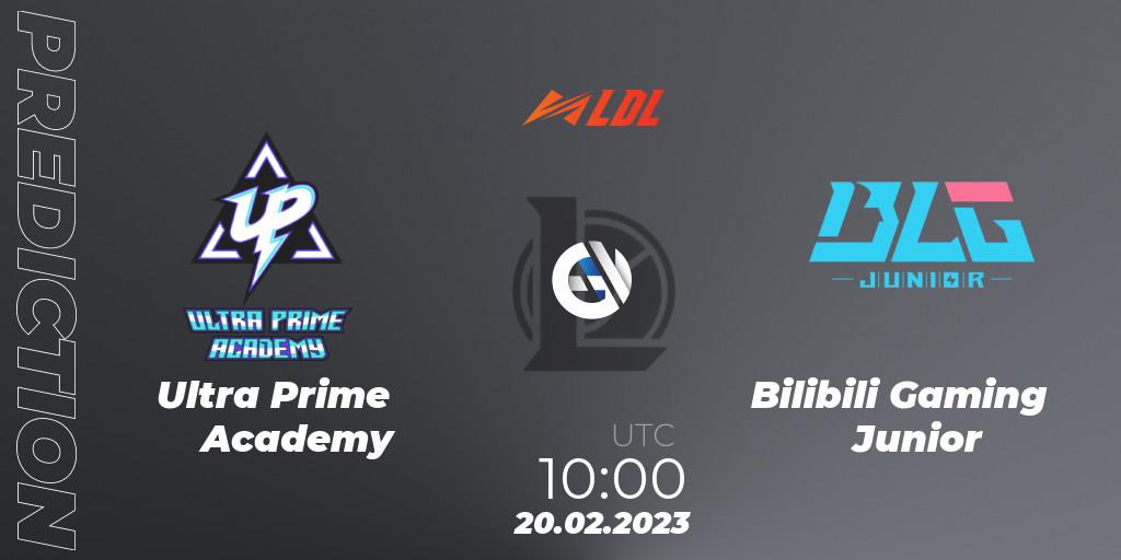 Pronósticos Ultra Prime Academy - Bilibili Gaming Junior. 20.02.2023 at 12:00. LDL 2023 - Regular Season - LoL