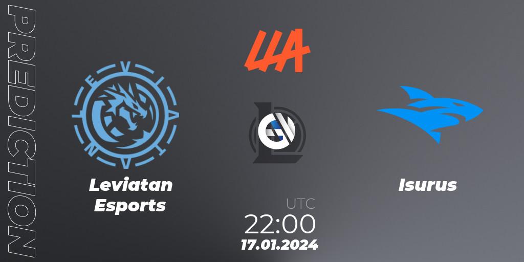Pronósticos Leviatan Esports - Isurus. 17.01.2024 at 22:00. LLA 2024 Opening Group Stage - LoL