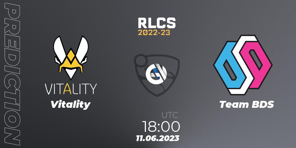 Pronósticos Vitality - Team BDS. 11.06.2023 at 18:00. RLCS 2022-23 - Spring: Europe Regional 3 - Spring Invitational - Rocket League
