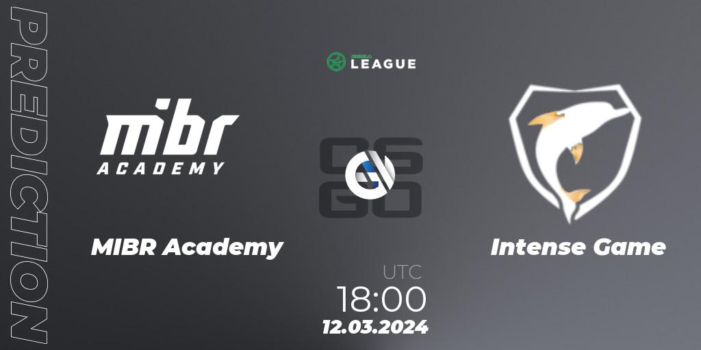Pronósticos MIBR Academy - Intense Game. 12.03.2024 at 18:00. ESEA Season 48: Open Division - South America - Counter-Strike (CS2)